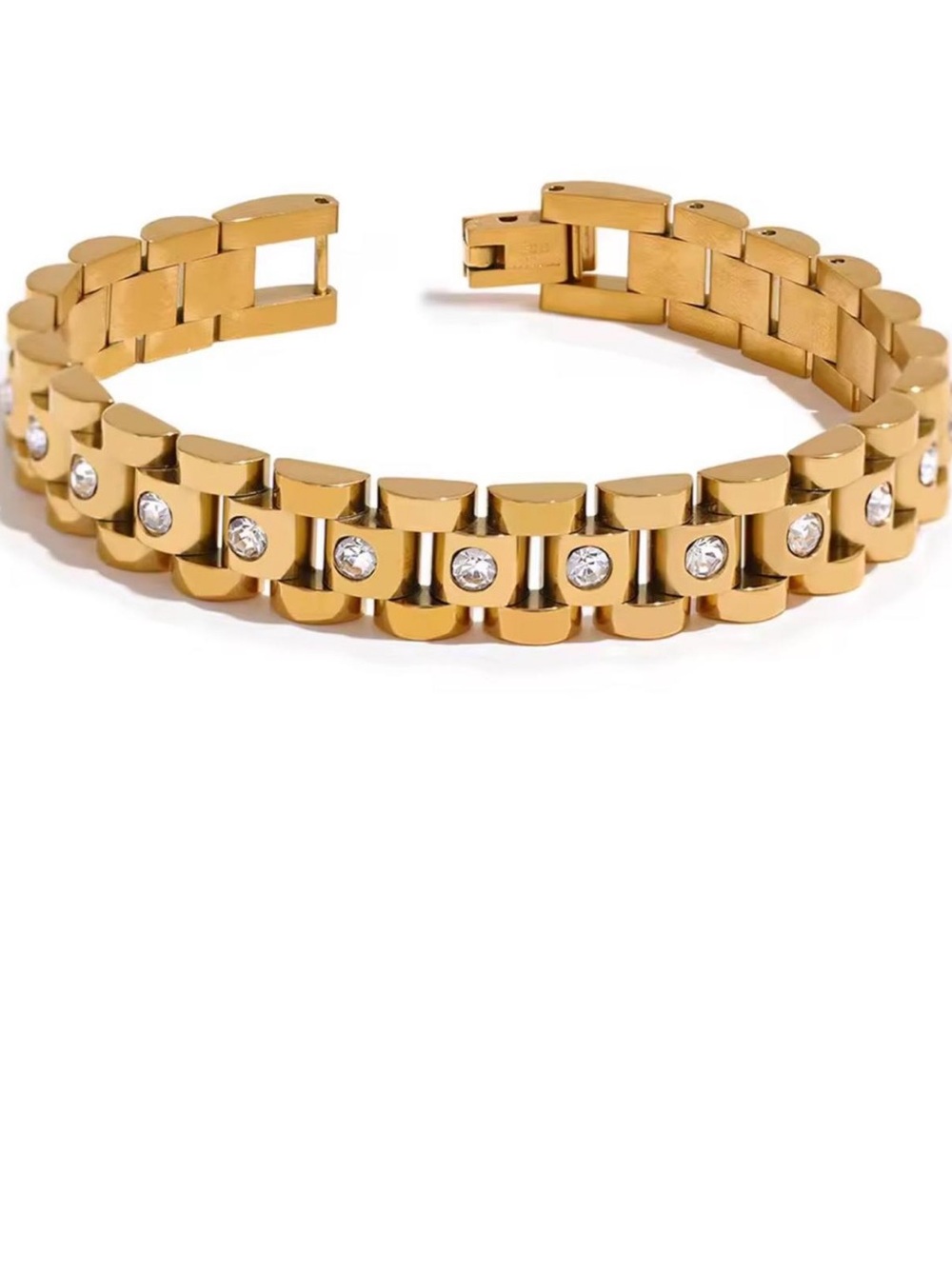 Gold Crystal Link Bracelet - Elegant Women's Jewelry